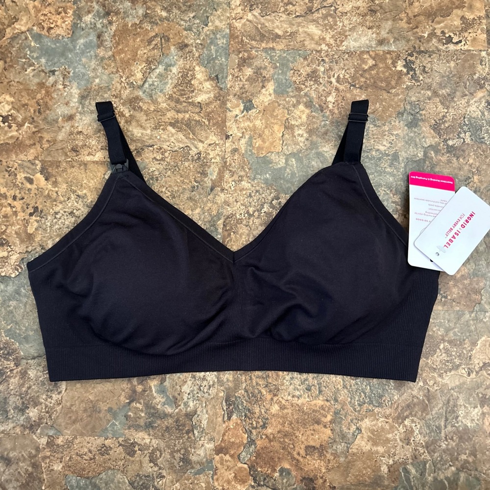 Ingrid & Isabel Seamless Nursing & Pumping Bra Women's Size XXXL Black Wireless